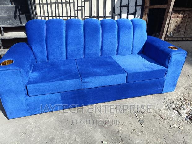 Blue Three Seater Sofa - thumbnail 5