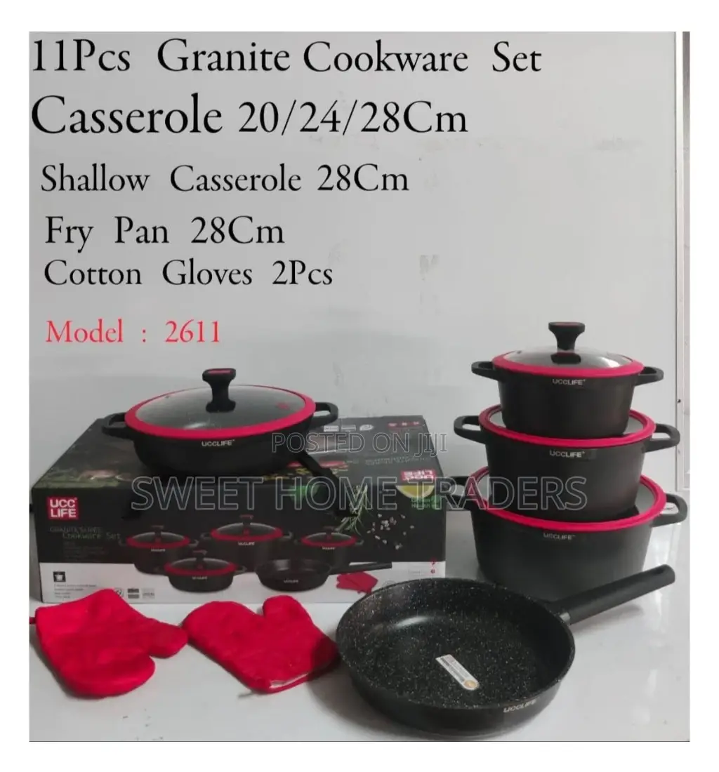 11 PCS Ucc Granite Cookware Set , Available