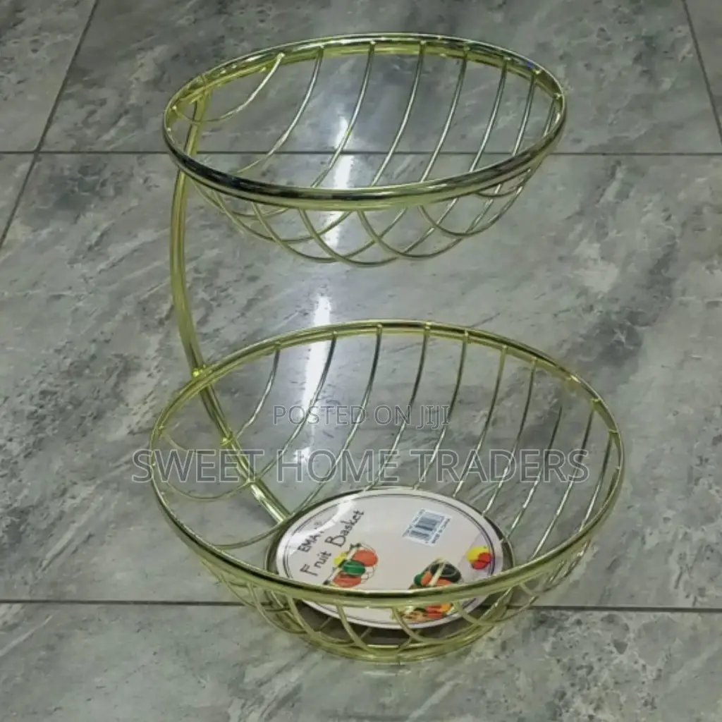 2 Layer Mettalic Gold Fruit Rack