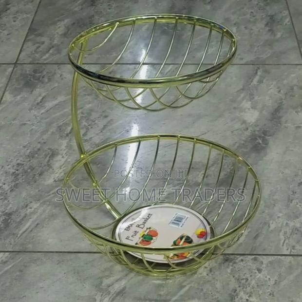 2 Layer Mettalic Gold Fruit Rack