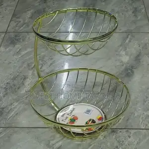 2 Layer Mettalic Gold Fruit Rack Rack
