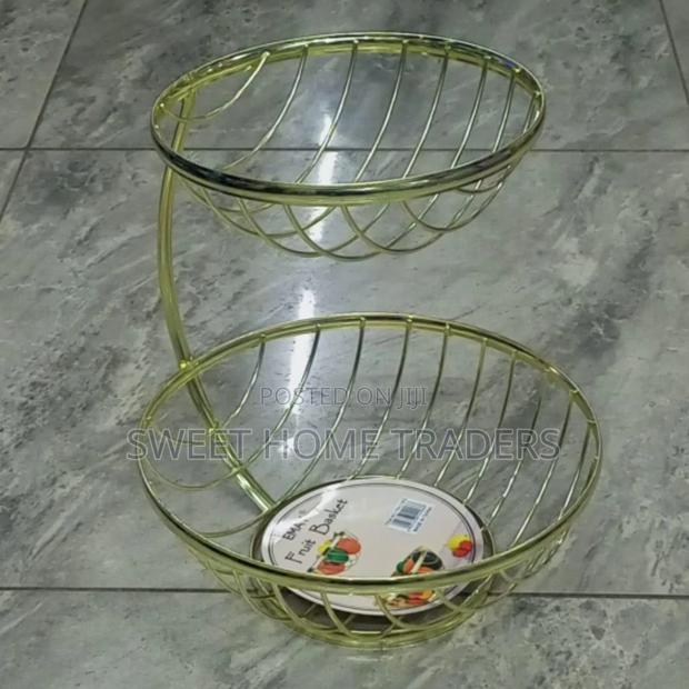 2 Layer Mettalic Gold Fruit Rack Rack