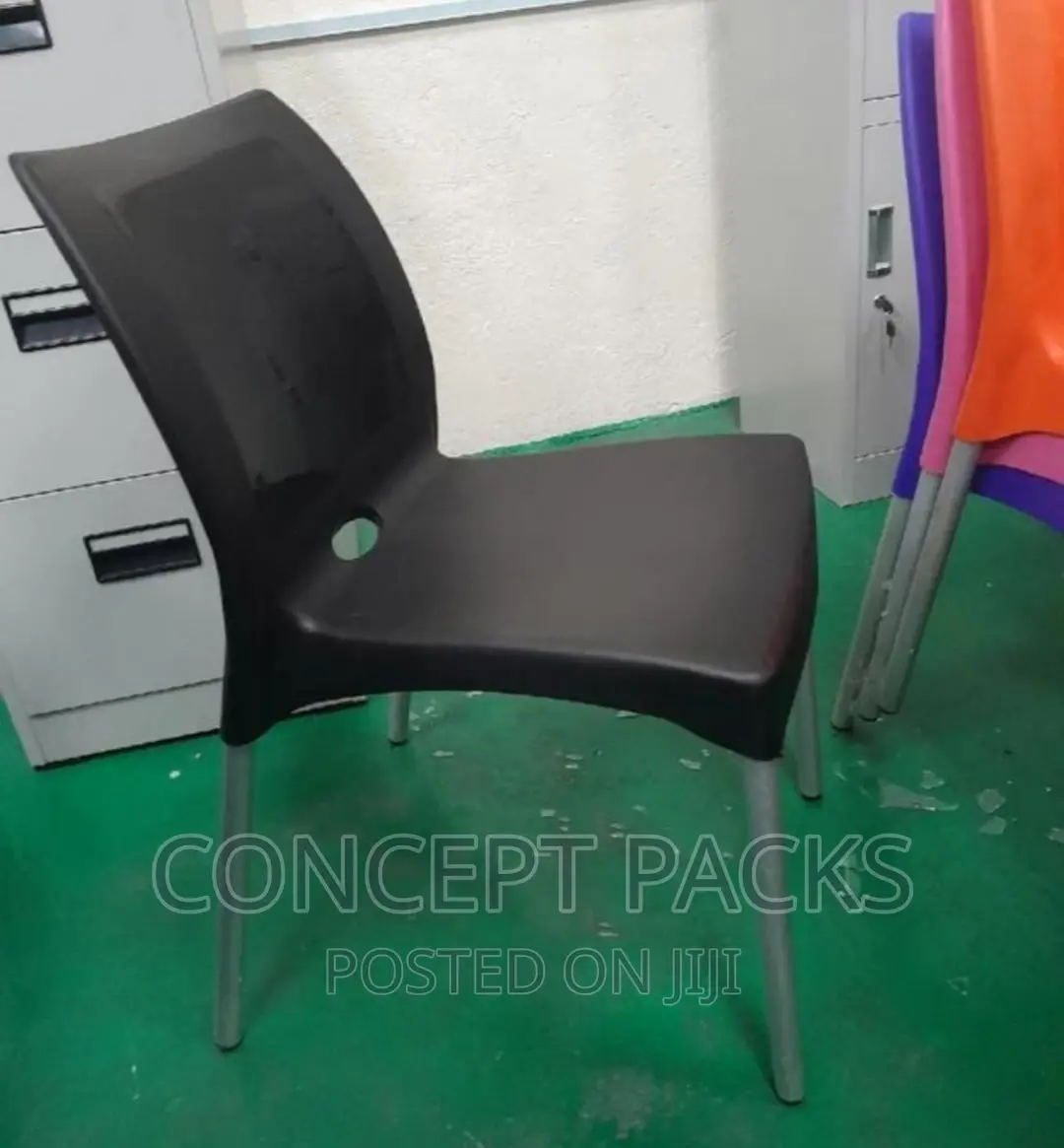 Complast Black Plastic Armless Chair.