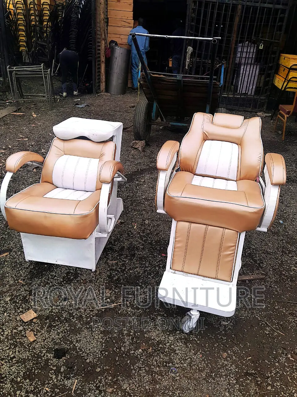 Kinyozi Seats Gold and White
