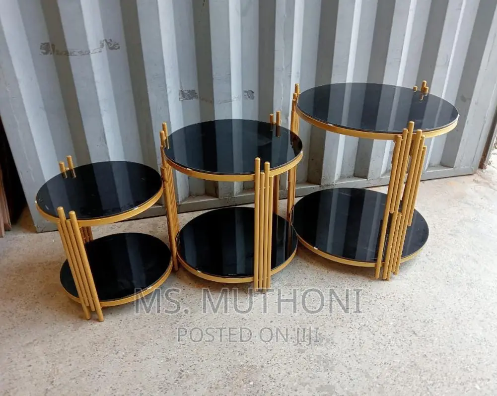 *3 in 1 Double Layer Glass Side Stool Set