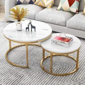 Pure Marble Nesting Tables With Gold Metallic Frame - thumbnail 2
