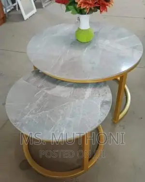 Pure Marble Nesting Tables With Gold Metallic Frame