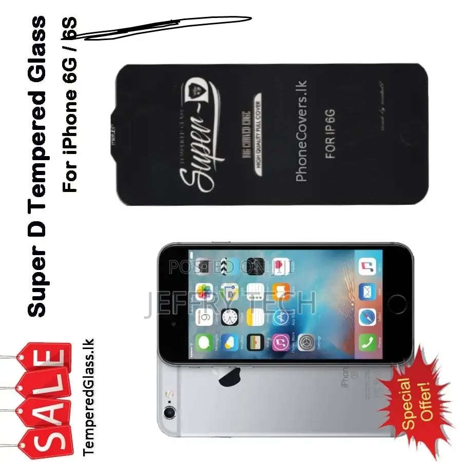 iPhone 6 / 6S / 6G Super D Tempered Glass – Black