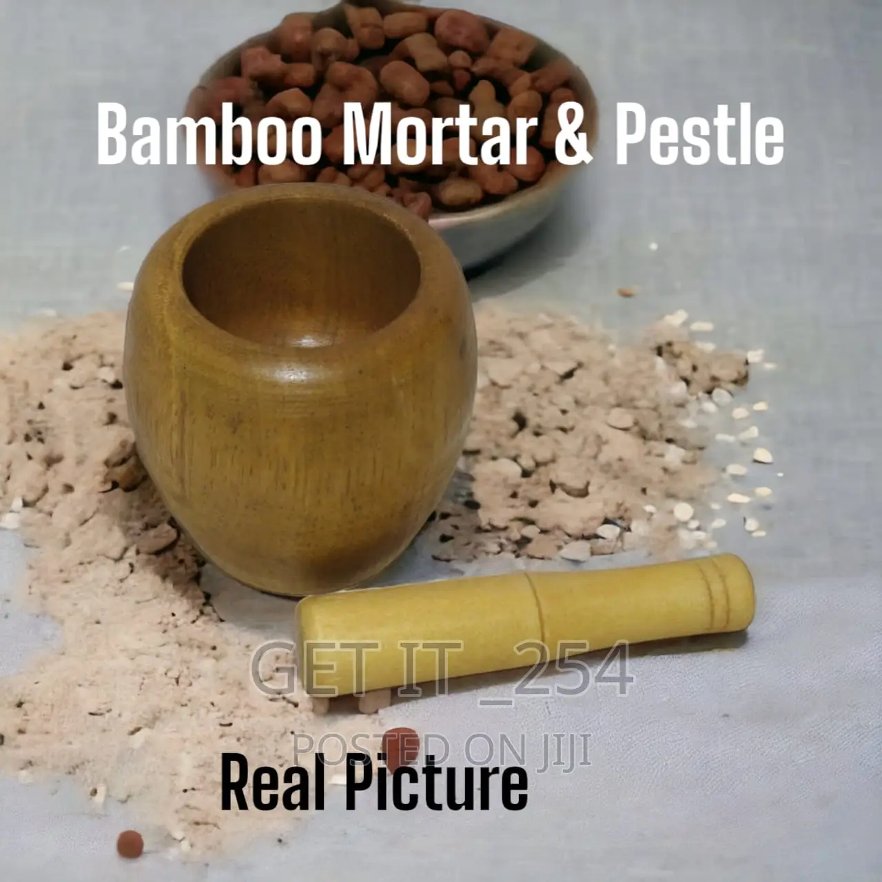 385848 Bamboo Mortar Pestle Set