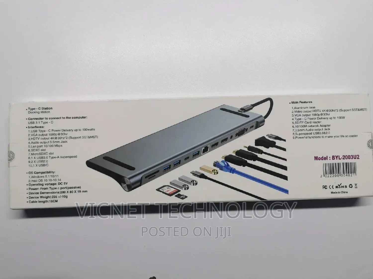 USB C 12 in 1 Dock Station Hdmi,Vga,Audio, Lan,Pd,Usb 3.0etc