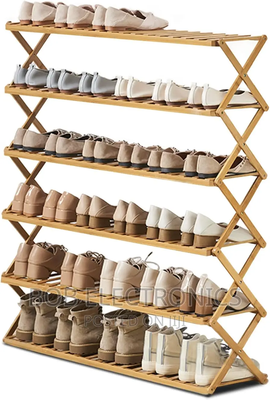 6 Tier Foldable Bamboo Shoe Rack