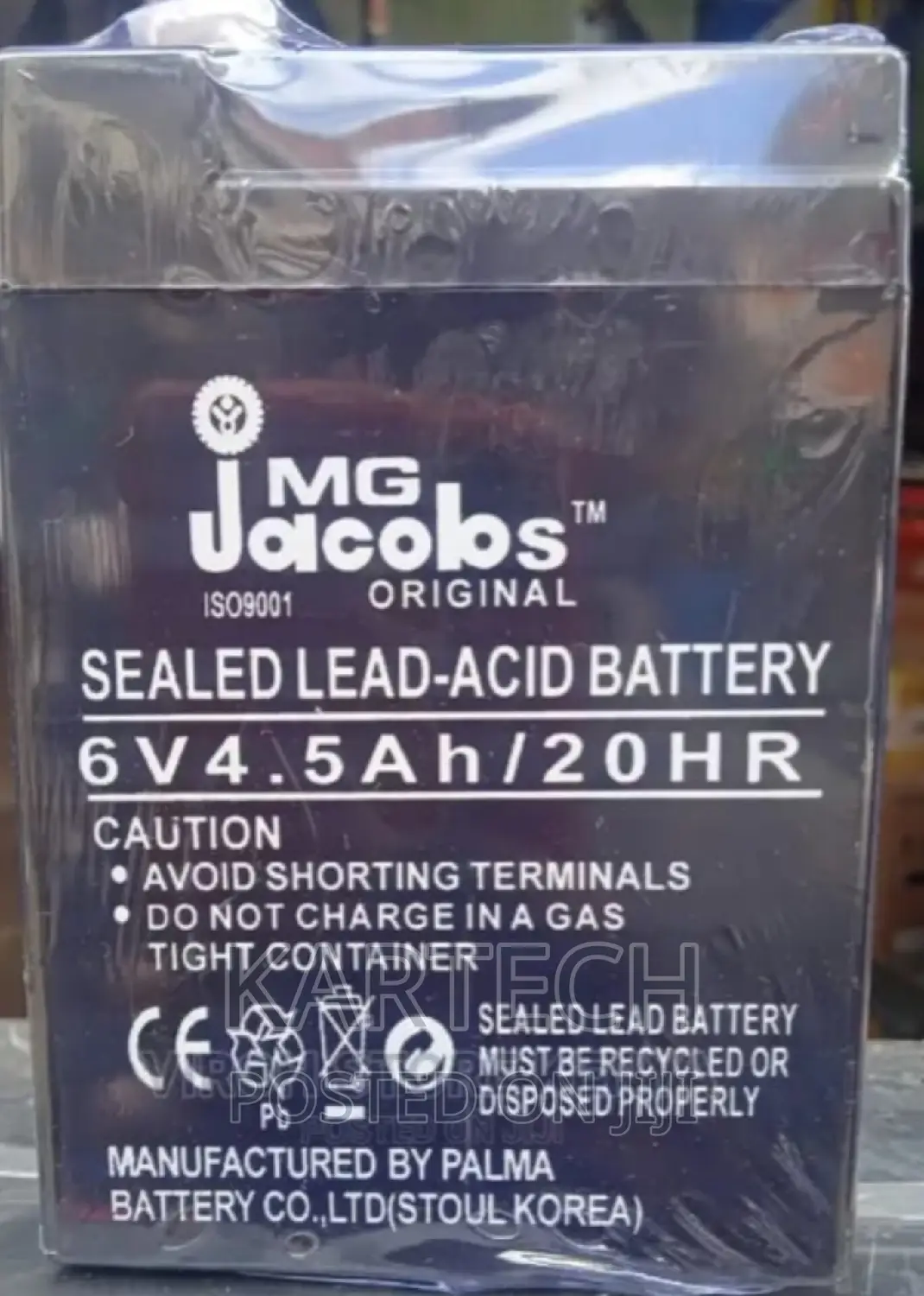 MG Jacobs 6V MF Battery 4.5ah