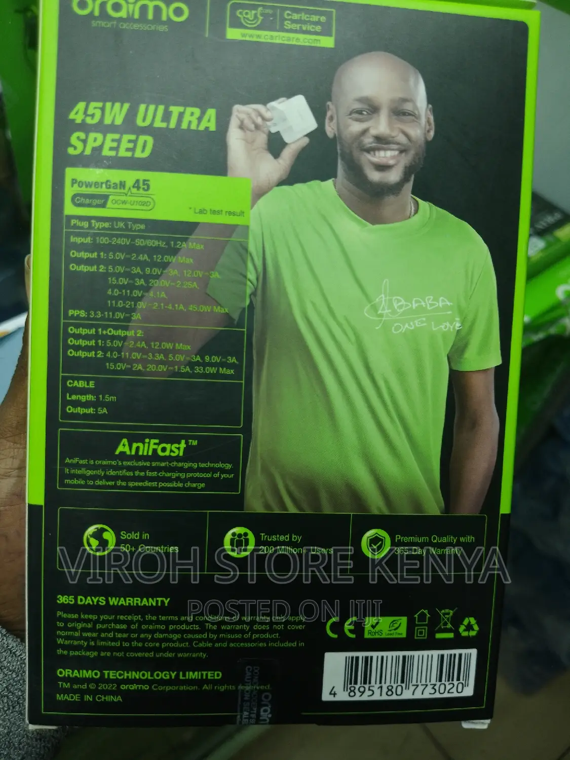 Oraimo 45 Watts Ultra Speed Charger Powergan 45