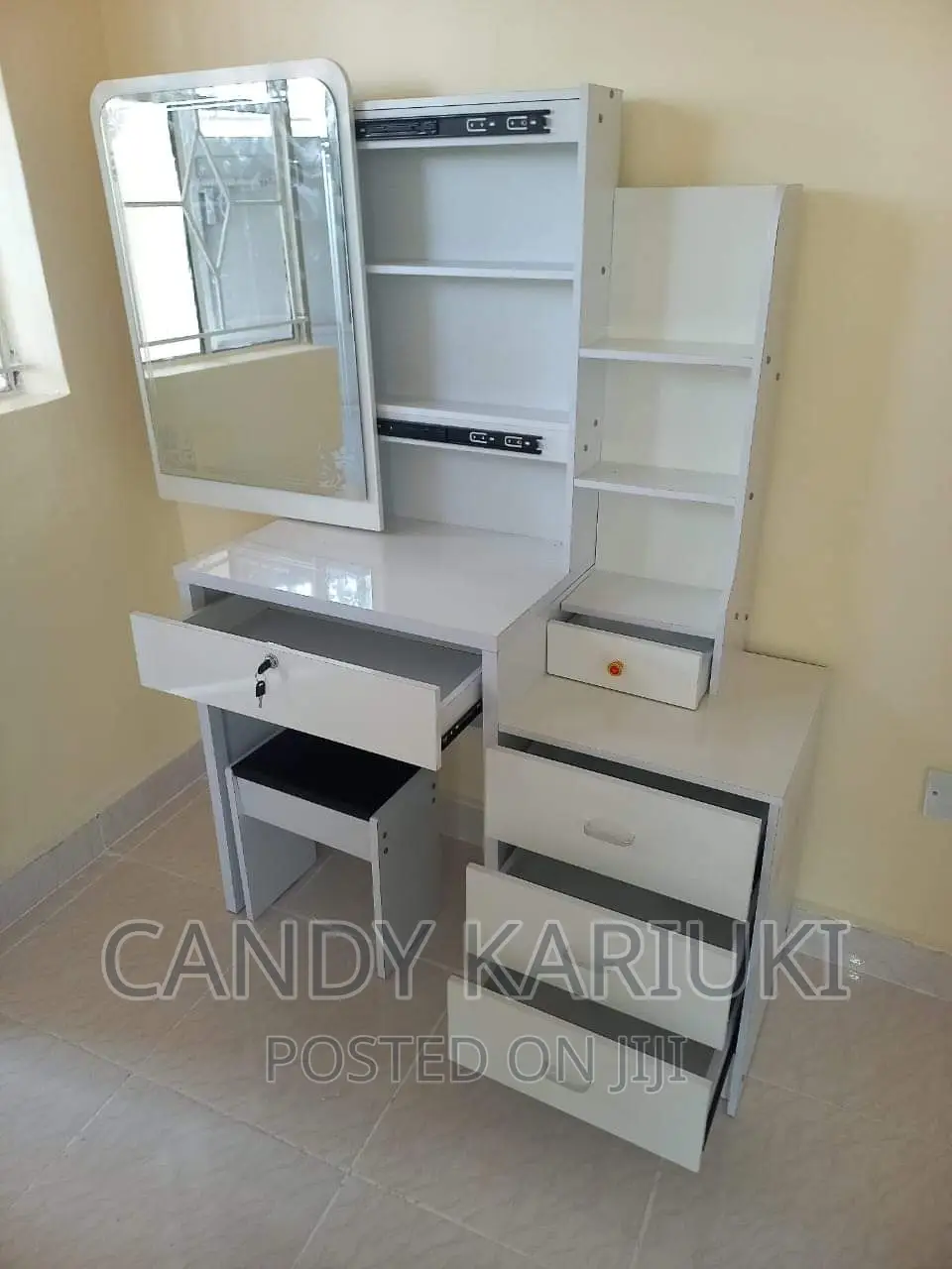 Sliding Mirror White Dresser