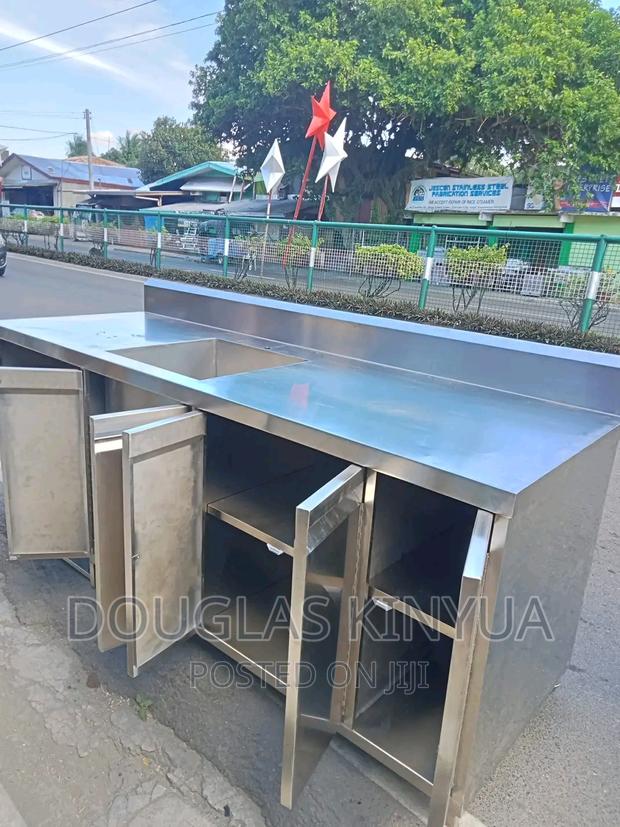 Stainless Working Table Cabinet and Sink - main view