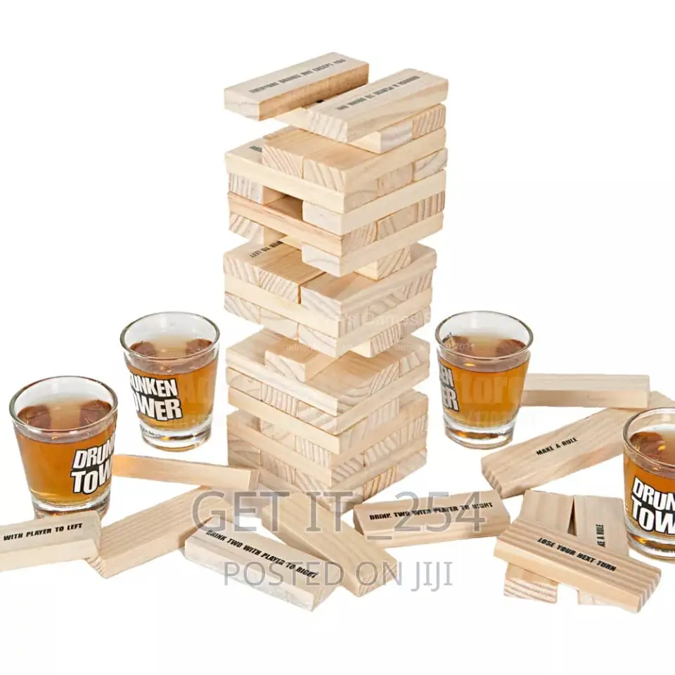 Drunken Jenga/ Tower Party Game 
Comes With Wooden Blocks