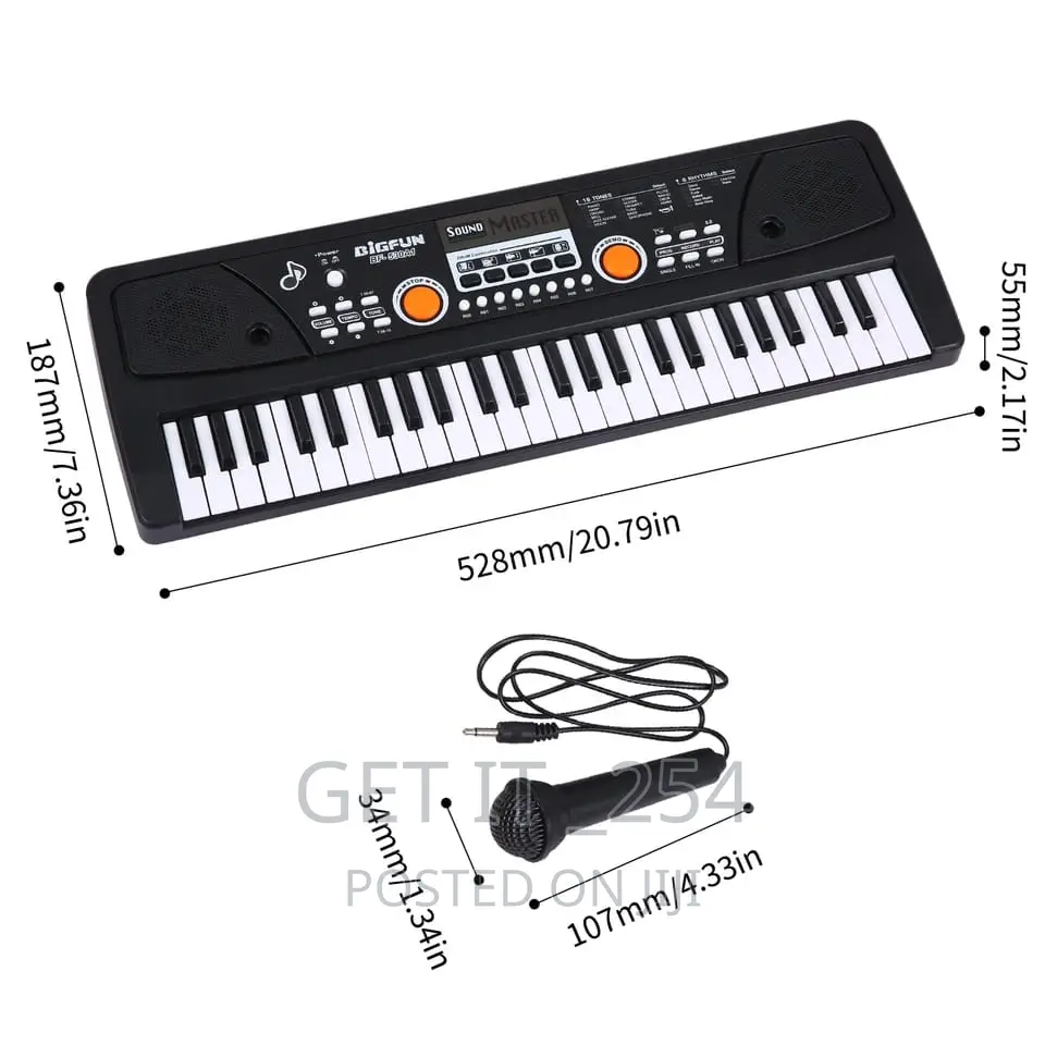 49 Keys USB Electric Piano With Microphone.
Dual Power Suppl