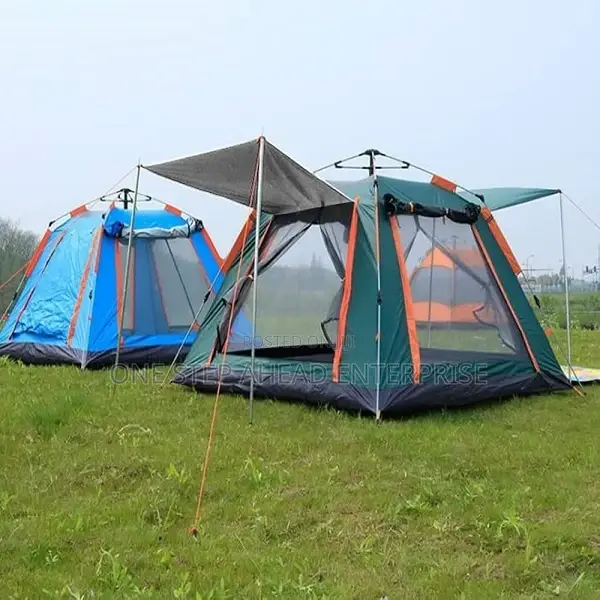 Blue/Green Automatic Camping Tents (For 8 People)
