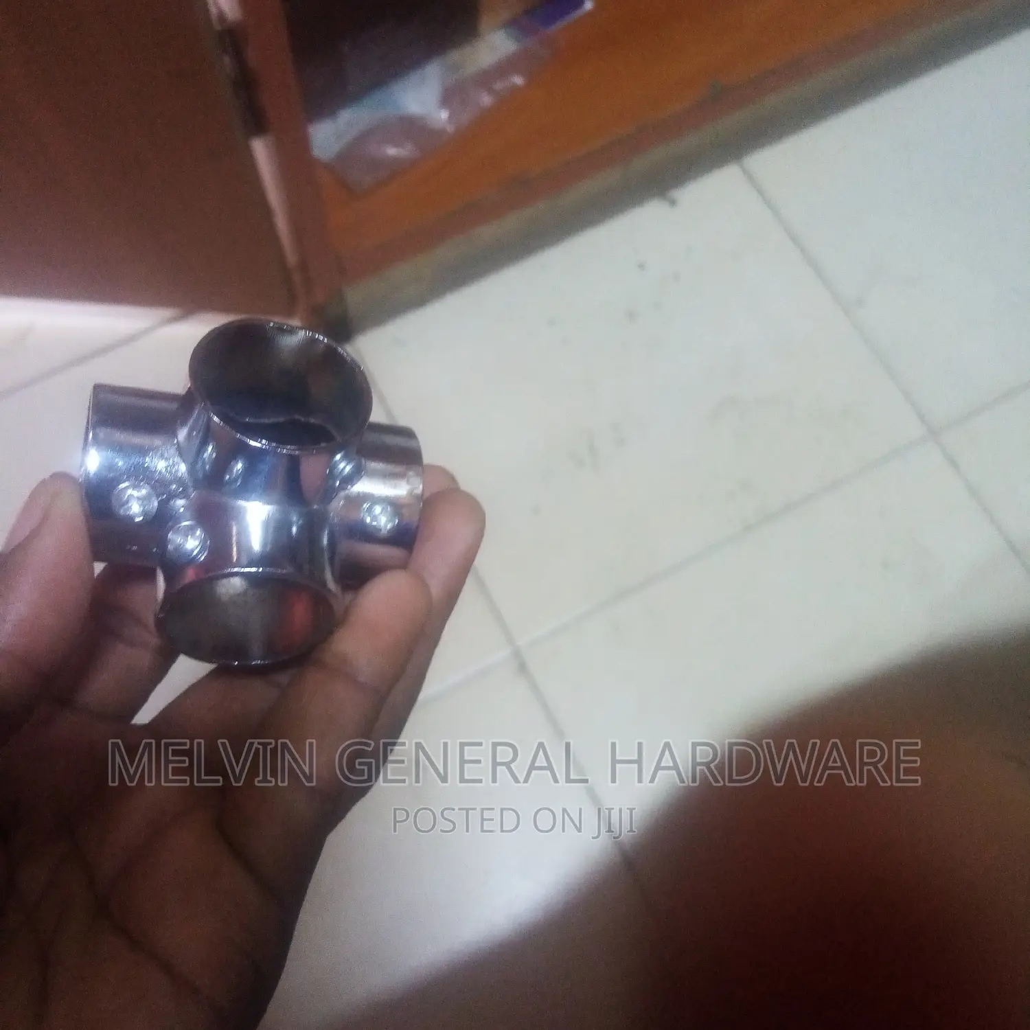 Chrome Pipe 4 Way Tee 1"