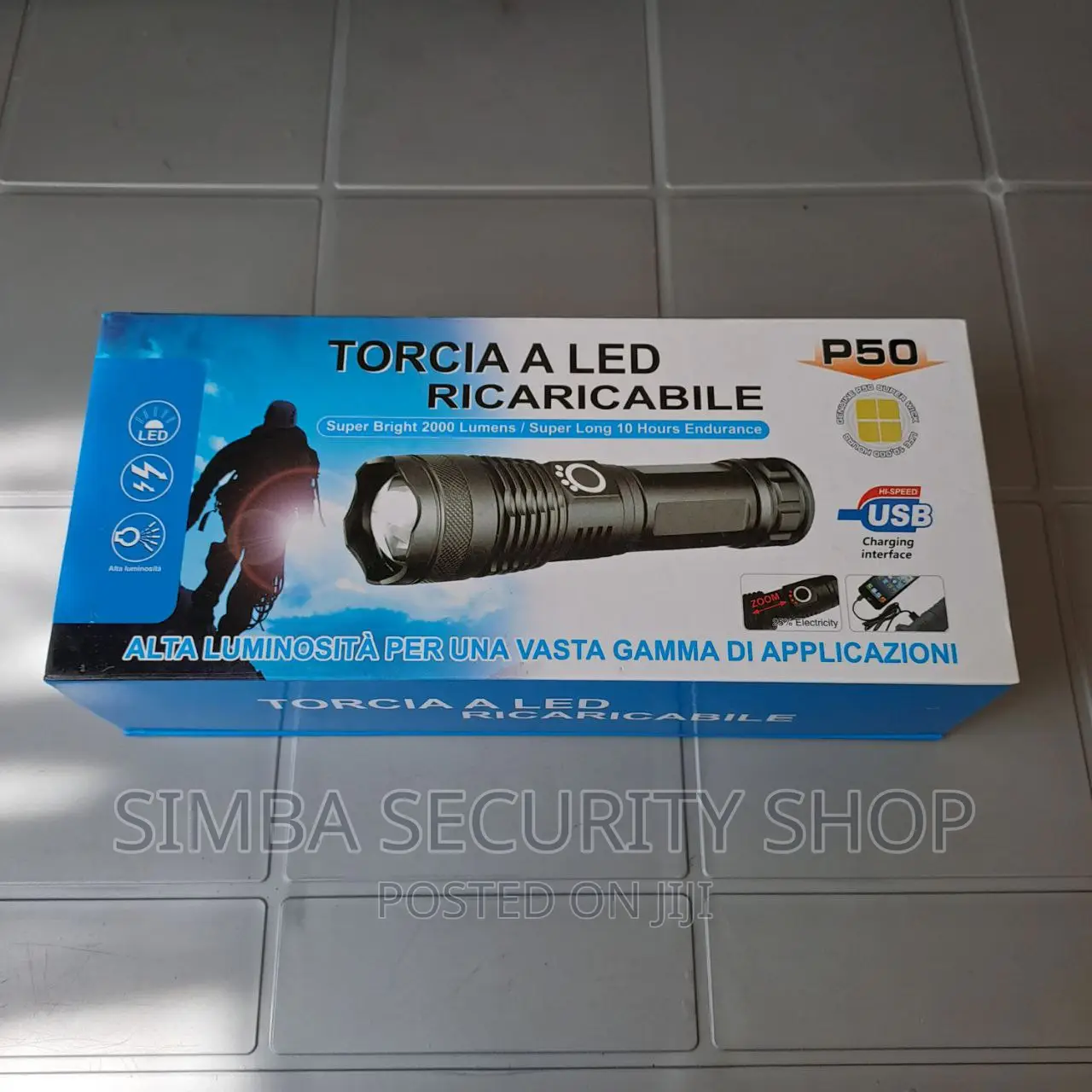 Super Bright LED 2000 Lumens Torch Flashlight P50 Charging
