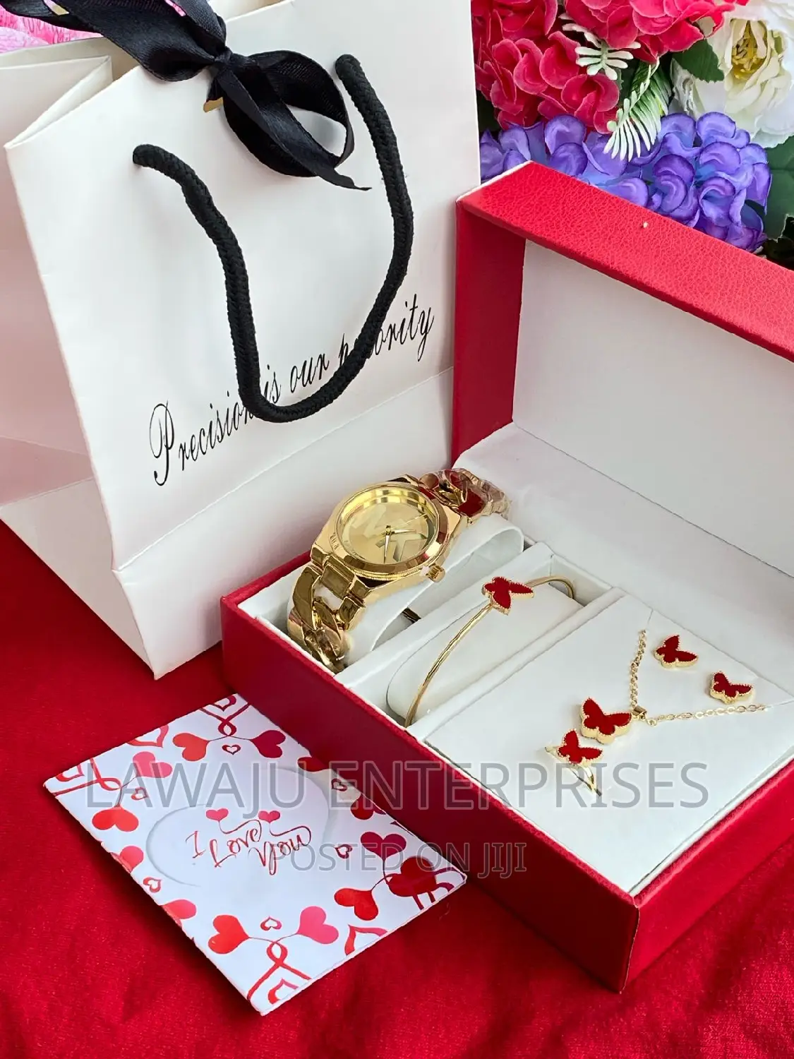 Red Butterfly Necklace Design Gift Set