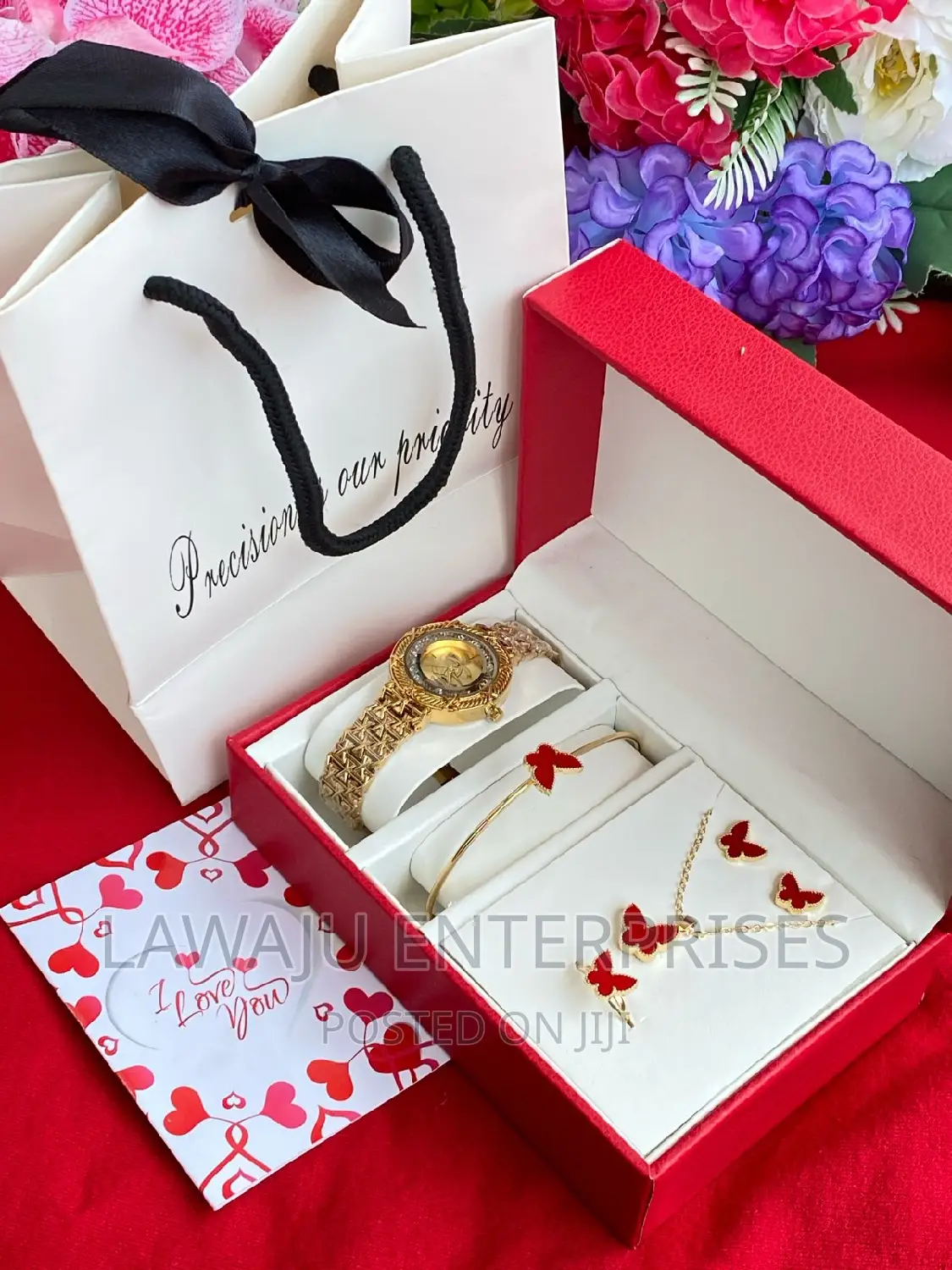 Red Butterfly Necklace Design Gift Set