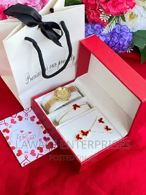 Red Butterfly Necklace Design Gift Set