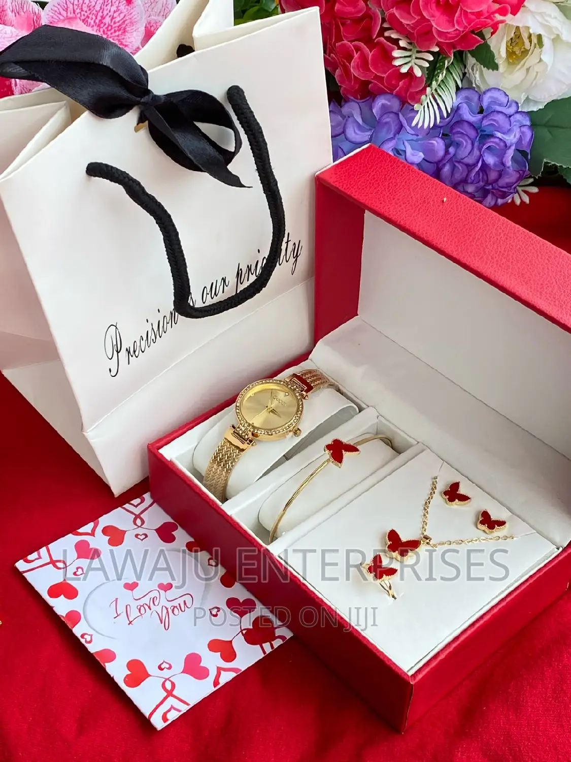 Red Butterfly Necklace Design Gift Set
