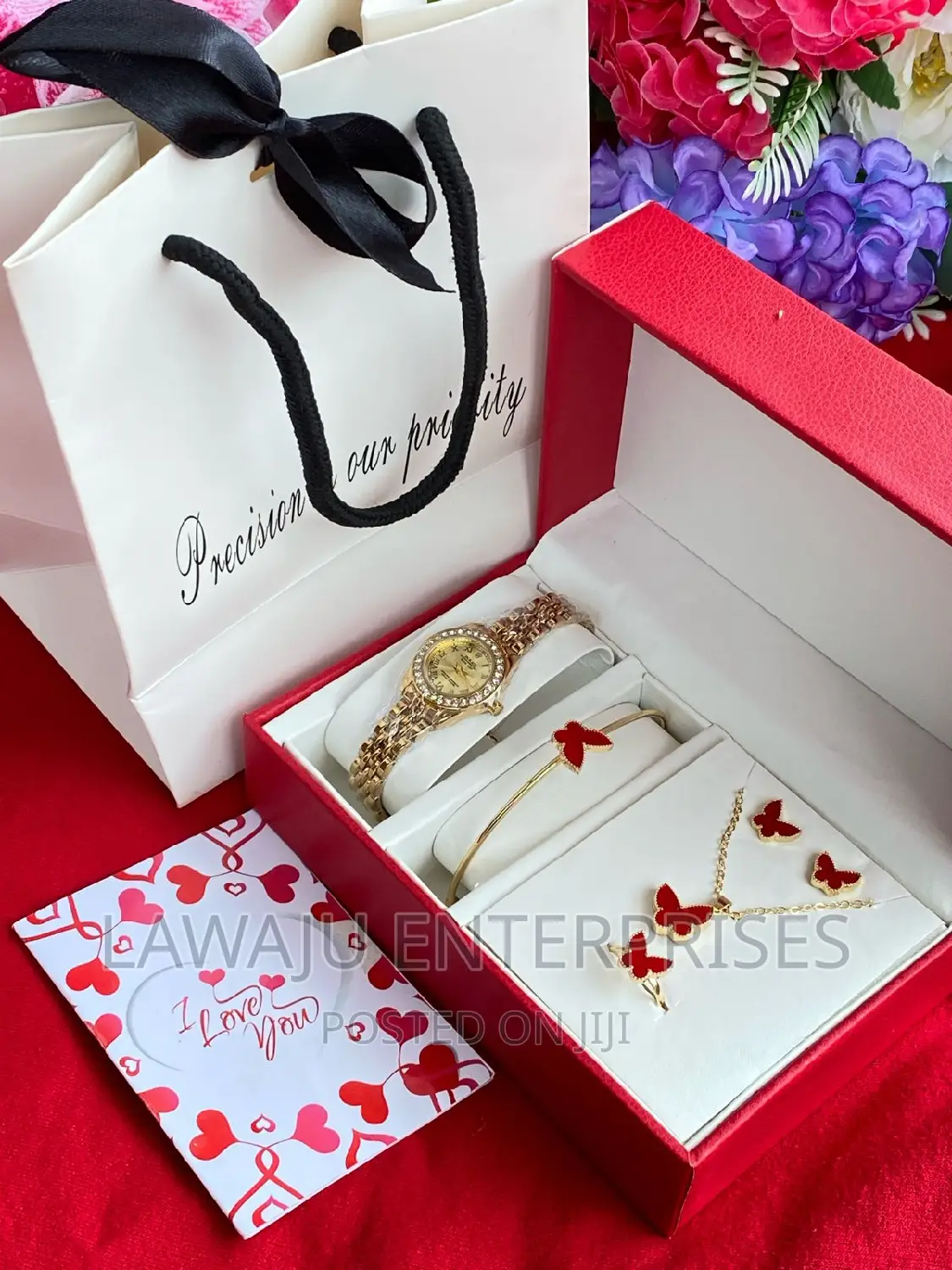 Red Butterfly Necklace Design Gift Set