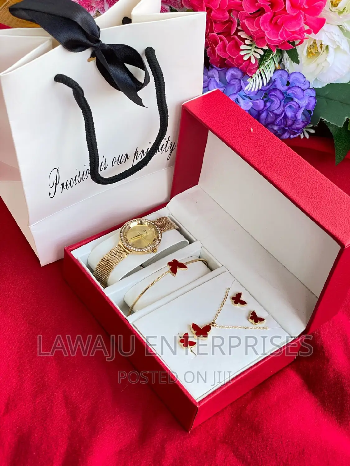 Red Butterfly Necklace Design Gift Set