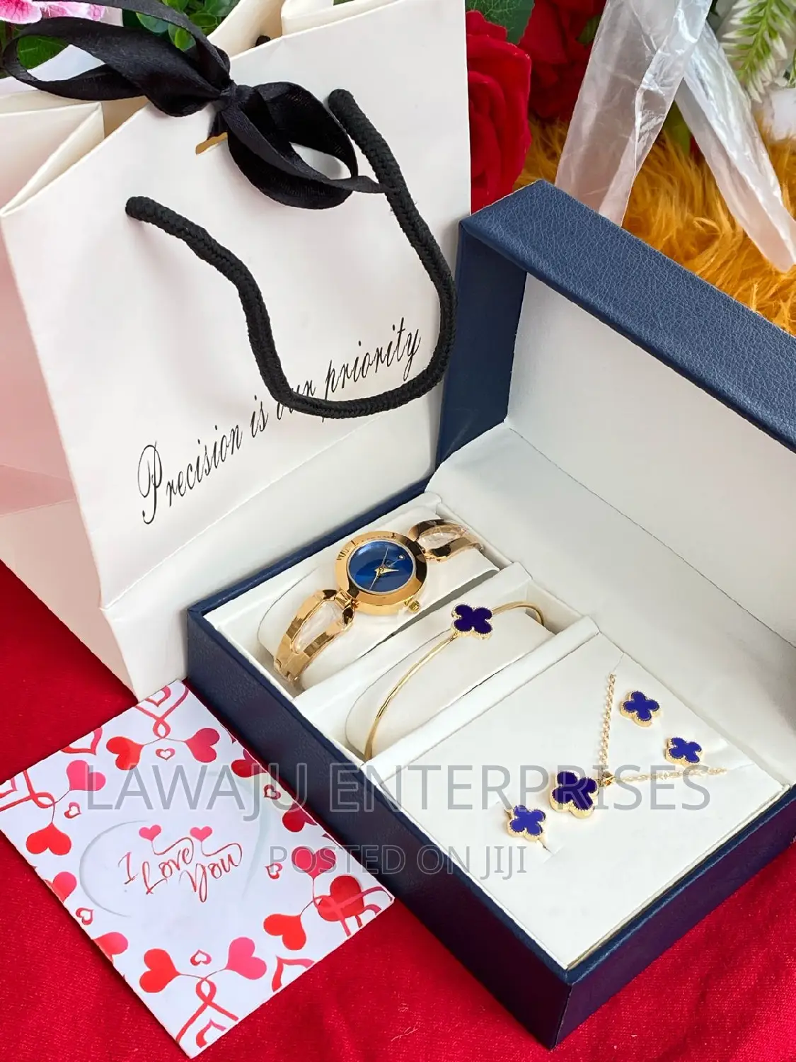 Blue Flower Design Women's Necklace Gift Package