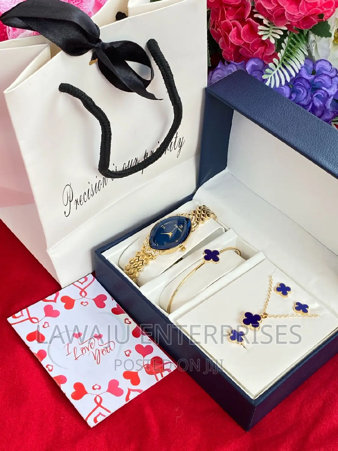Blue Flower Design Women's Necklace Gift Package