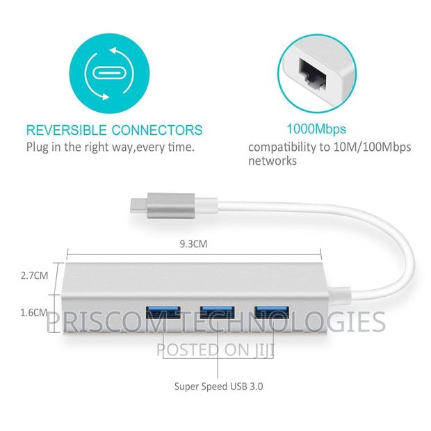 Type C Hub With 3.0 USB Ports and Gigabit Ethernet Rj45 Lan - main view
