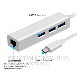 Type -C To 3-port USB Hub + RJ45 Adapter - Type-c To Gigabit