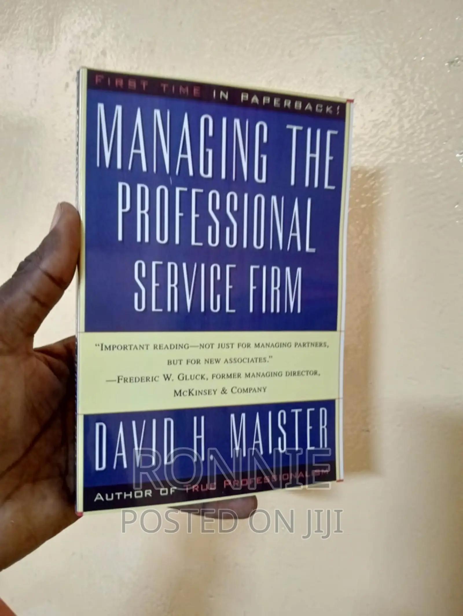 Managing the Professional Service Firm Book by David Maister