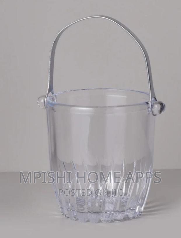 Glass Ice Bucket With Mettalic Tong and Handle