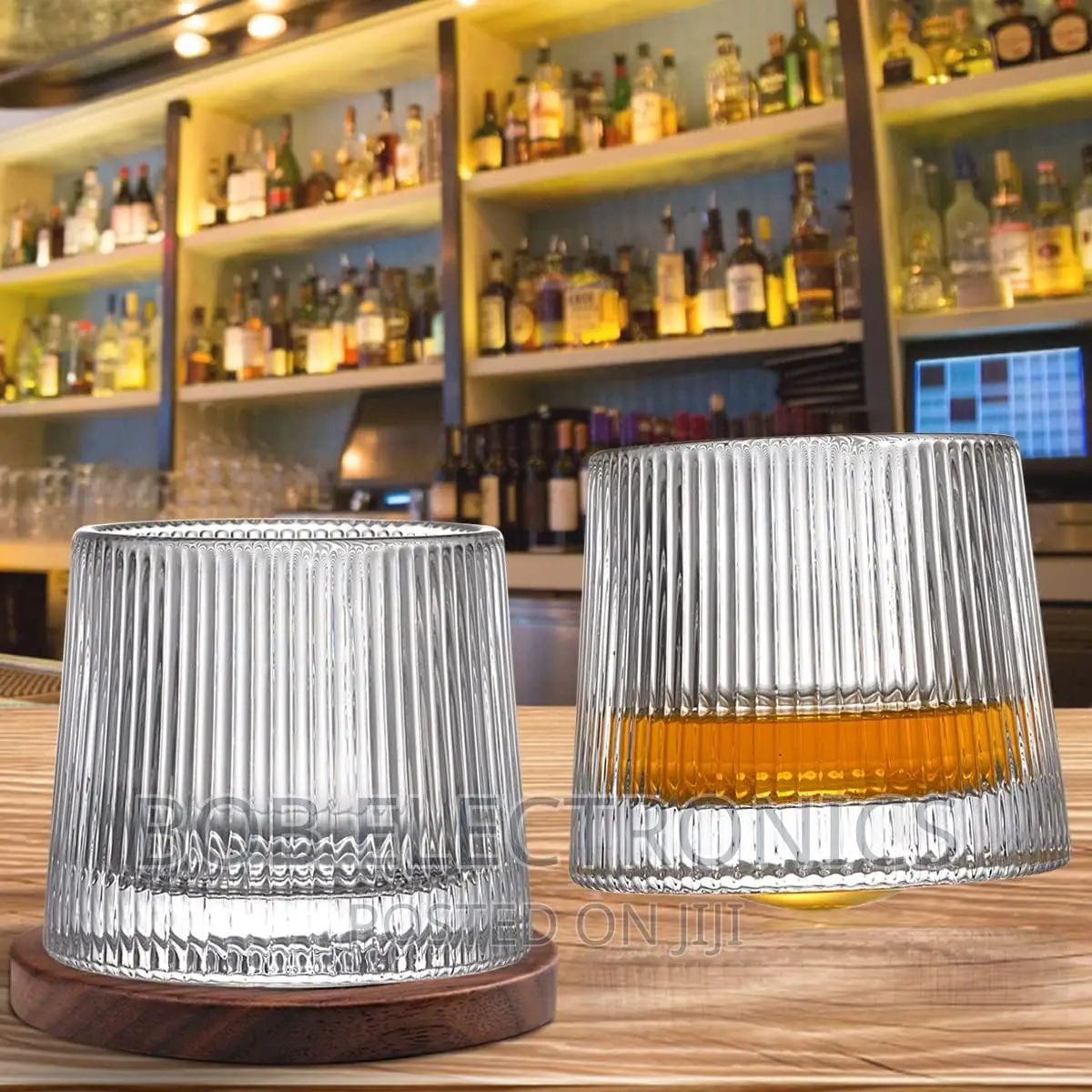 6 Wobbling Crystal Whiskey Glasses