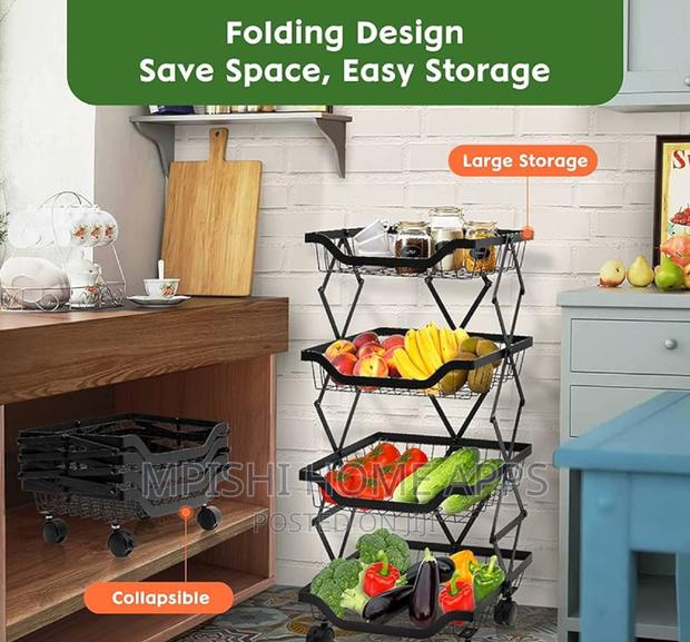 Retractable Metallic 4 Layer Trolley Mesh Rack - thumbnail 4