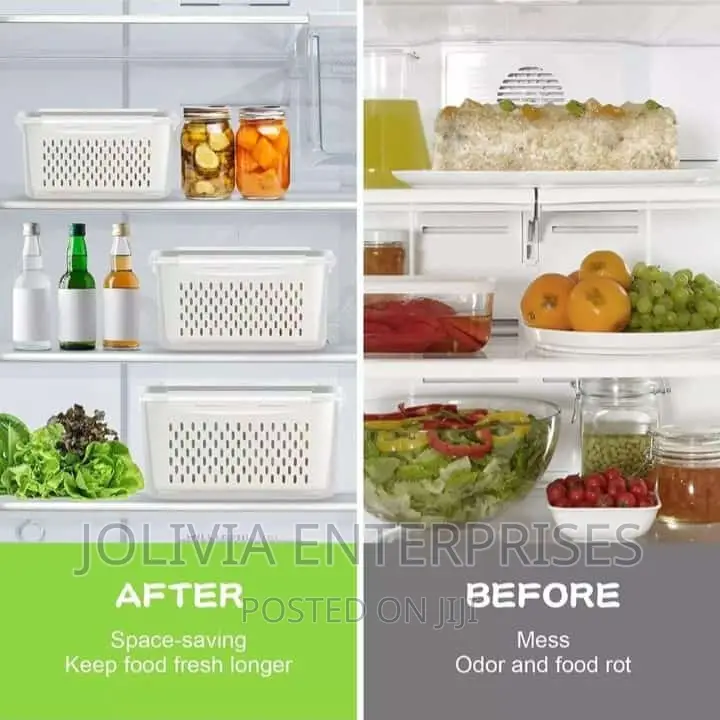 Acrylic Double Layer Fridge Organizer Containers With Lid.
P