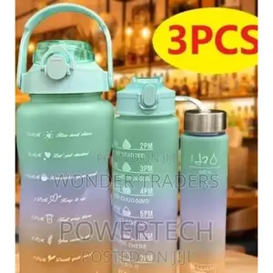 3 in 1 Motivational Water Bottle With Straw and Stamp,