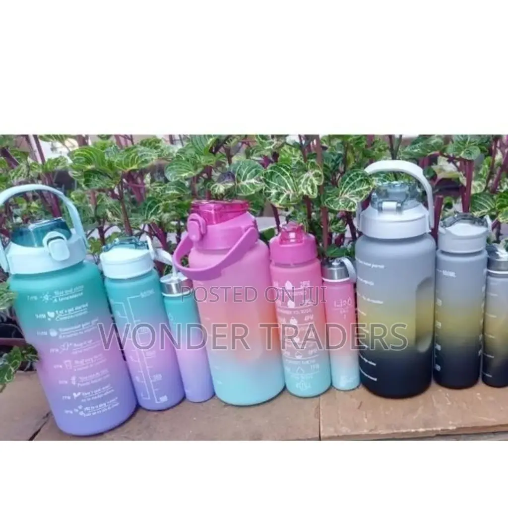 3 in 1 Motivational Water Bottle With Straw and Stamp: