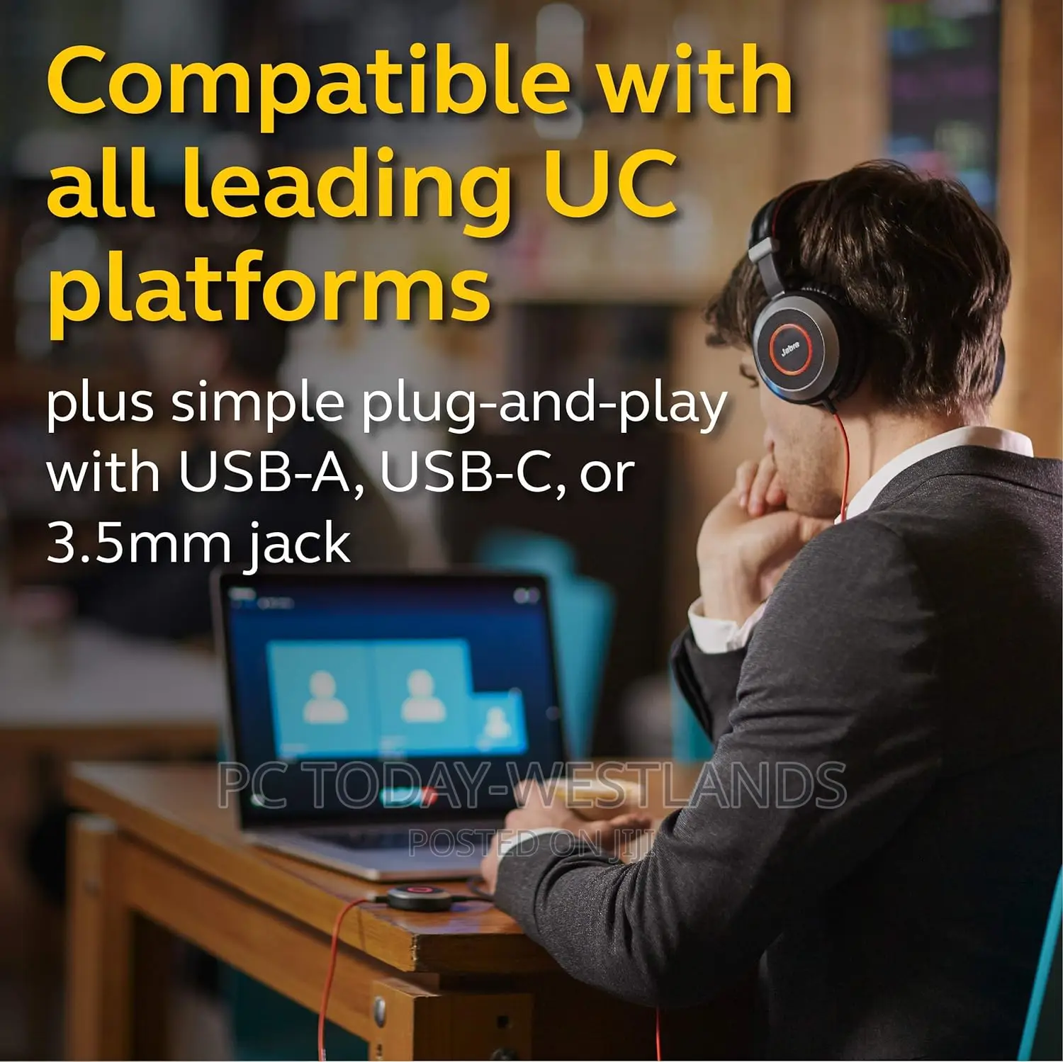 Jabra EVOLVE 80 Headset With Active Noise Cancellation
