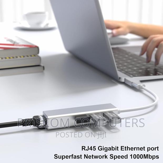 USB 3.0 Multifunction 3 Port Hub With LAN Adapter, Type -C - thumbnail 3