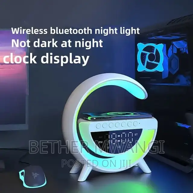 White Smart Night Light Wireless Bluetoothspeaker With Alarm