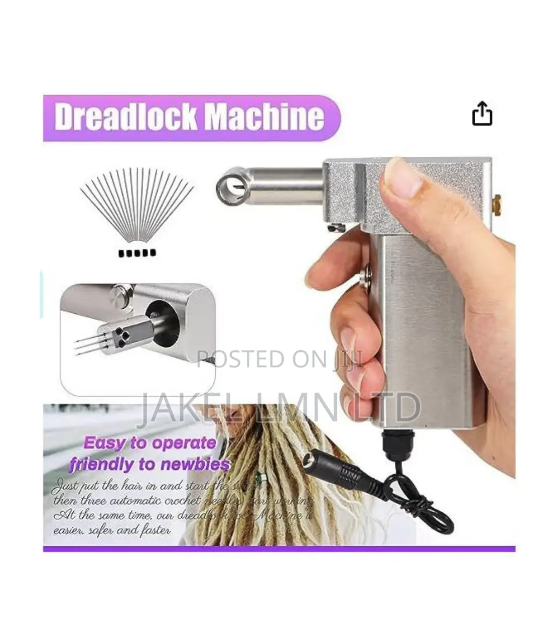 6 Head Stainless Steel Artificial Sisterlocs Dreadloc Crotchet Machine