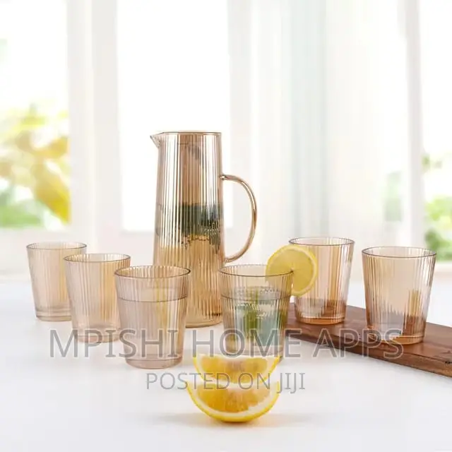 7pc High Quality Borosilicate Vertical Grain Glass Water Set