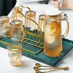 7pc High Quality Borosilicate Vertical Grain Glass Water Set