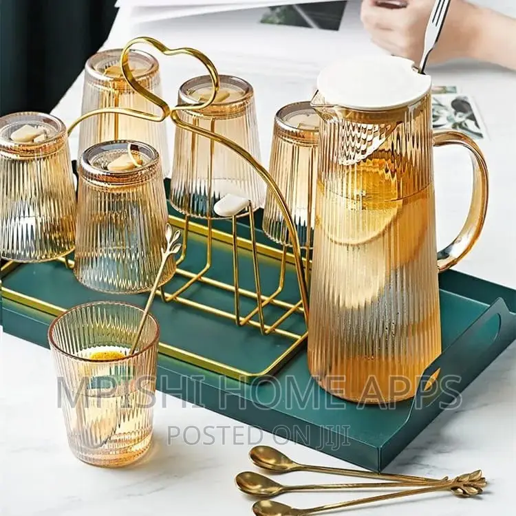 7pc High Quality Borosilicate Vertical Grain Glass Water Set