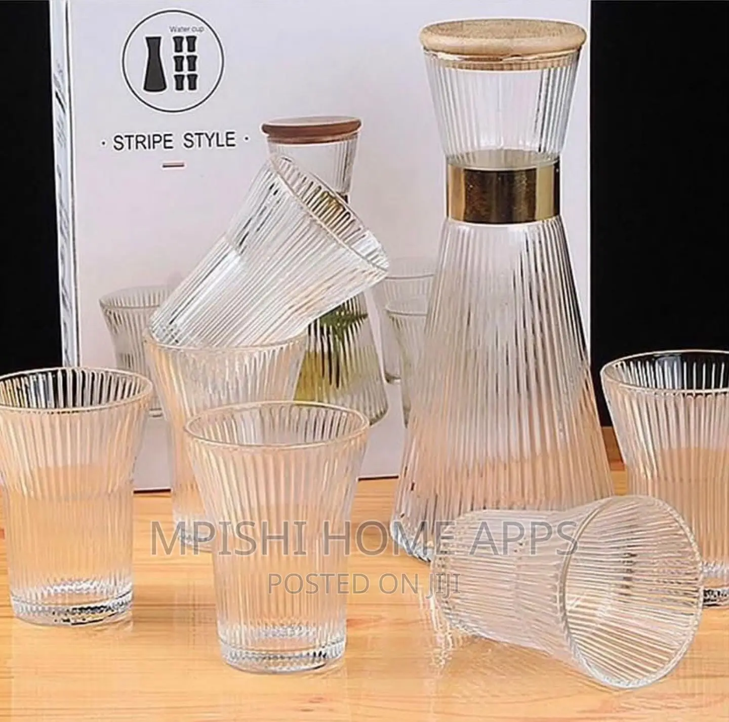 7pc High Quality Borosilicate Vertical Grain Glass Water Set