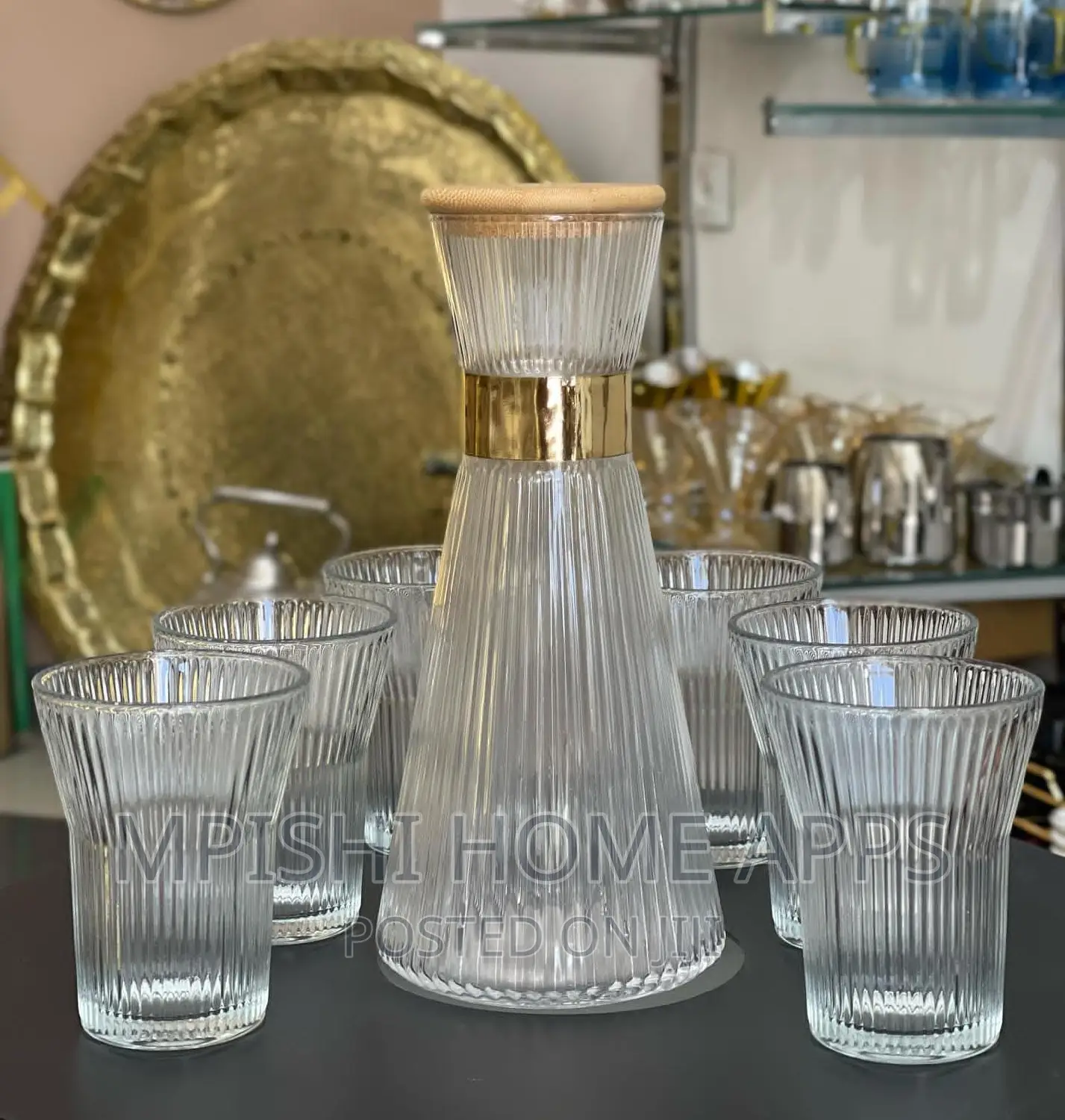 7pc High Quality Borosilicate Vertical Grain Glass Water Set